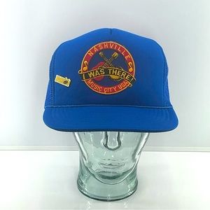 VINTAGE Nashville Hat SnapBack “I Was There” Bonus Padded Trucker Bright Blue